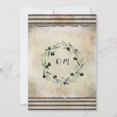 産業用オリーブ葉リース水彩タイポグラフィ 招待状 (裏面)