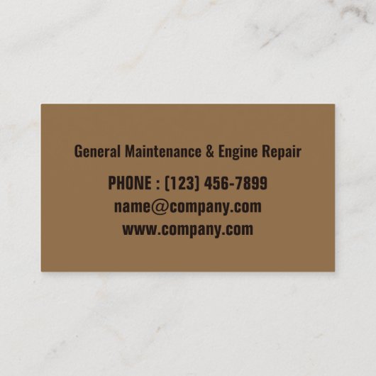 産業用ギア自動修理車の整備士 名刺 (裏面)