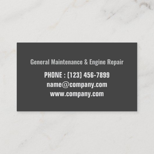 産業用ギア自動修理車の整備士 名刺 (裏面)