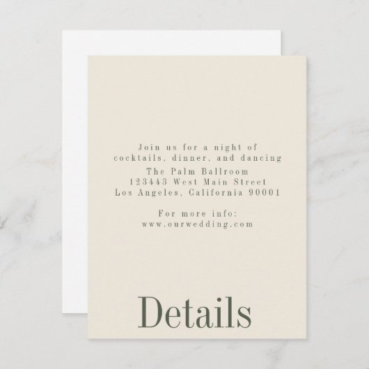 産業用サマー結婚ズ詳細カード 招待状 (正面/裏面)