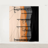 産業用サンセットシルエットの電源ライン タペストリー (正面)