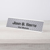 産業用スタイルグパーソナライズされたレーダイヤモンドプレート デスクネームプレート (正面)