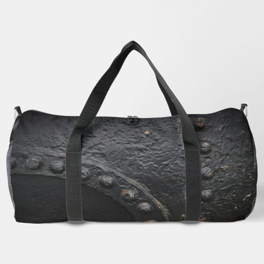 産業用スタイルミニマリストのブラックメタル ダッフルバッグ (裏面)