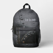 産業用スタイルミニマリストのブラックメタル プリントバックパック (正面)