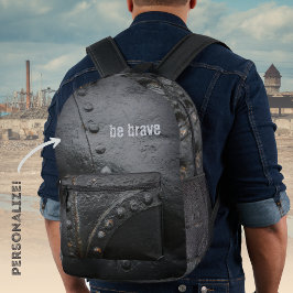 産業用スタイルミニマリストのブラックメタル プリントバックパック