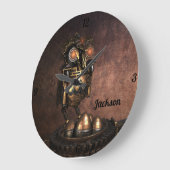 産業用スチームパンクフクロウと卵の大きな時計 ラージ壁時計 (傾斜)