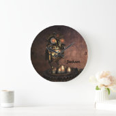 産業用スチームパンクフクロウと卵の大きな時計 ラージ壁時計 (ホーム)