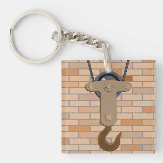 産業用プーリフックヴィンテージ機械デザイン キーホルダー (正面)