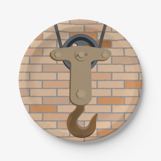 産業用プーリフックヴィンテージ機械デザイン ペーパープレート (正面)