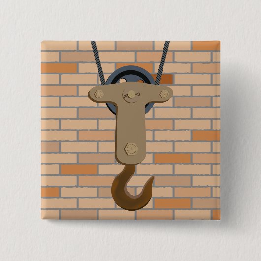 産業用プーリフックヴィンテージ機械デザイン 缶バッジ (正面)