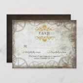 産業用ヴィンテージステームパ結婚ンク インビテーションポストカード (正面/裏面)