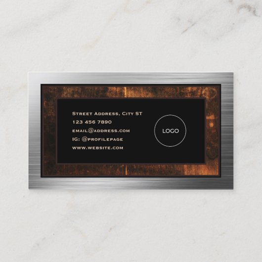 産業用ヴィンテージフェイクスタイル木材および金属 名刺 (裏面)