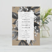 産業用素朴シックフローラ結婚ズクラフト 招待状 (スタンド正面)