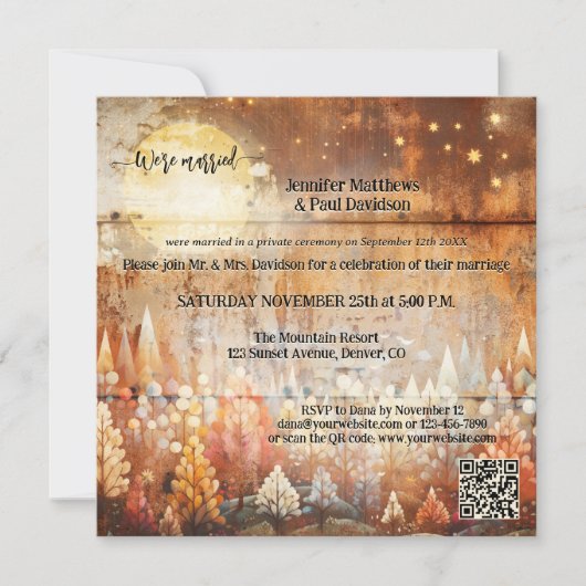 産業秋森林結婚式レセプションフォト 招待状 (正面)