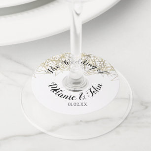 産業立方体ホイルの結婚式は名前をつなぎます ワイングラスタグ