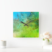 産業素朴アインスパイアートグリーンブルーウォール スクエア壁時計 (ホーム)