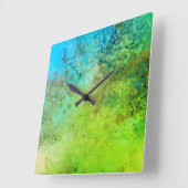 産業素朴アインスパイアートグリーンブルーウォール スクエア壁時計 (傾斜)