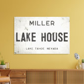 産業素朴モダンファームハウスレイクハウスシティ キャンバスプリント (インサイチュ (リビング))