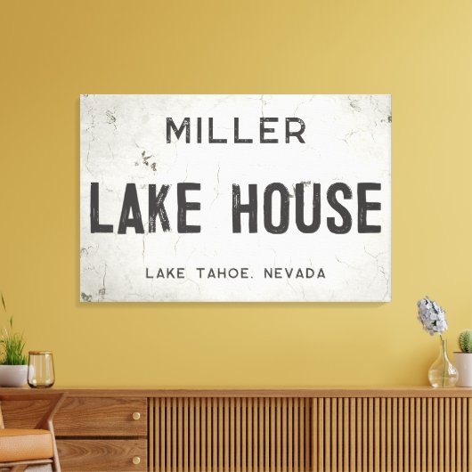 産業素朴モダンファームハウスレイクハウスシティ キャンバスプリント (インサイチュ (リビング))