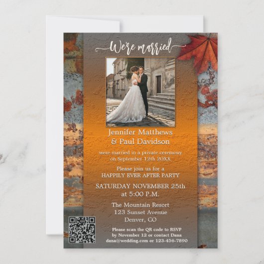 産業素朴秋の結婚式披露宴写真 招待状 (正面)