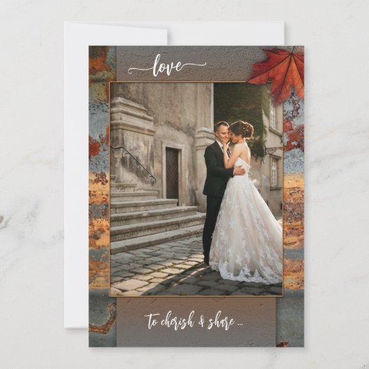 産業素朴秋の結婚式披露宴写真 招待状 (裏面)