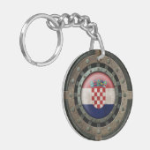産業鋼鉄クロアチアの旗ディスクグラフィック キーホルダー (正面左)