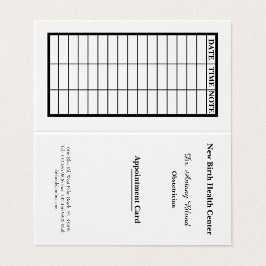 産科プレナタール制御アポイントメントカード 名刺 (外部フラット)