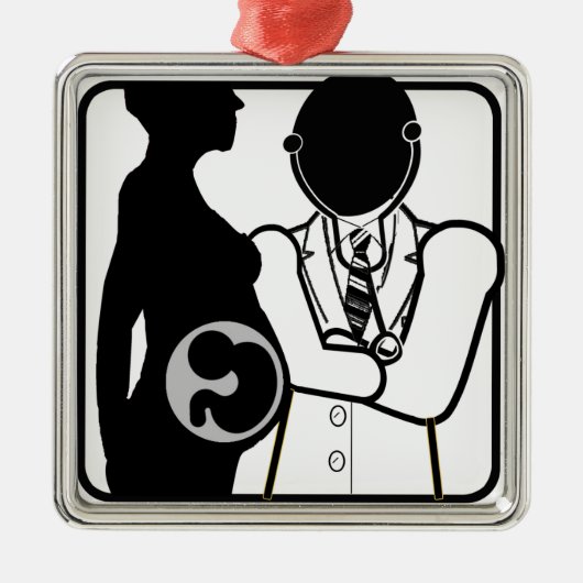 産科医のロゴ – 女性のperiとPOST NATAL DR. メタルオーナメント (正面)