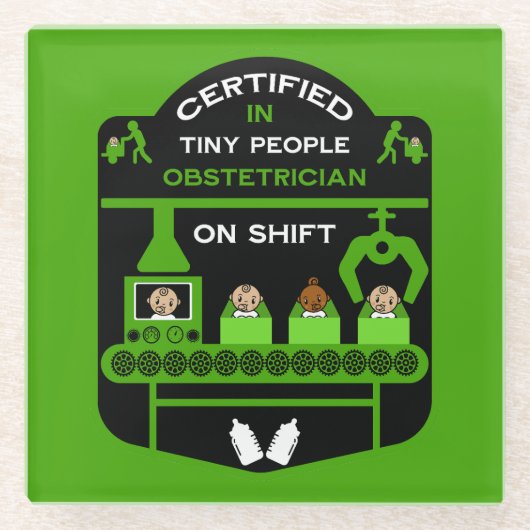 産科医の感謝と感謝のギフト ガラスコースター (正面)