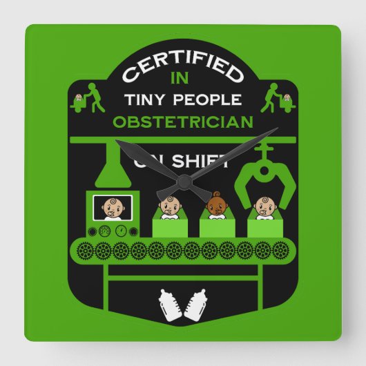 産科医の感謝と感謝のギフト スクエア壁時計 (正面)