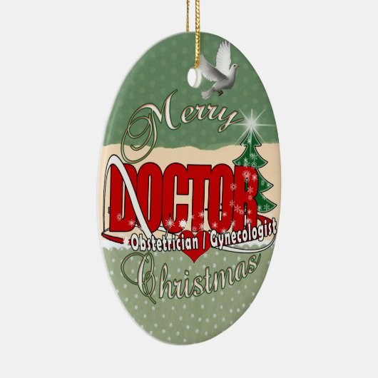 産科医/婦人科医のクリスマスの医者 セラミックオーナメント (右)
