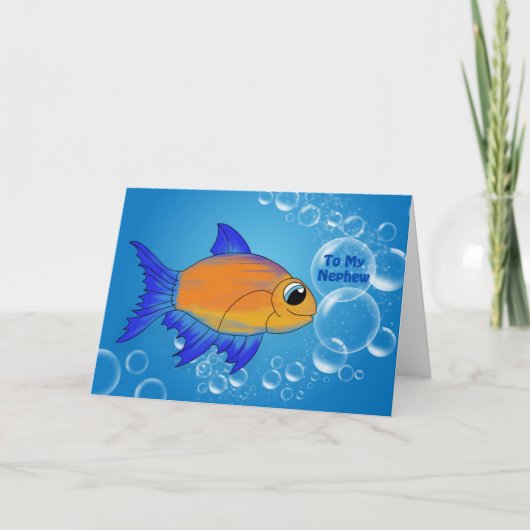 甥おもしろいブルー誕生日 カード (正面)