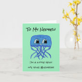 甥おもしろい誕生日カード – クラゲ カード (黄色い花)