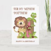 甥かわいいライオン第五誕生日ウィッシュカード カード (正面)
