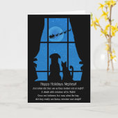 甥っ子かわいい犬ねこのためのハッピーホリデーズクリスマス カード (黄色い花)