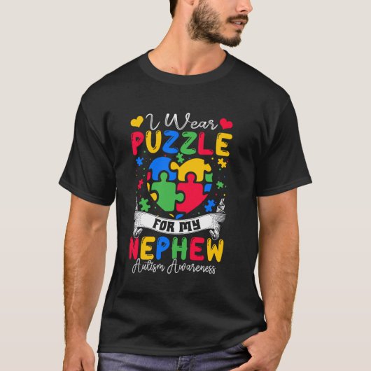甥っ子への自閉症啓発パズル ブロ Tシャツ (正面)