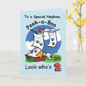 甥っ子2歳の誕生日Peek-a-Boo Kitten カード (黄色い花)