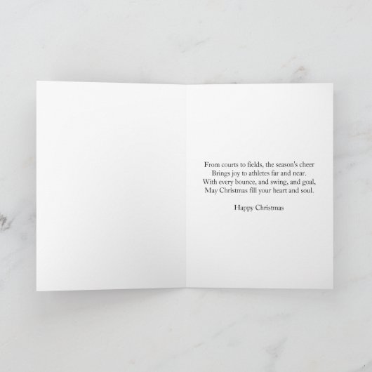 甥と家族のクリスマスツリー飾ボール シーズンカード (内部)