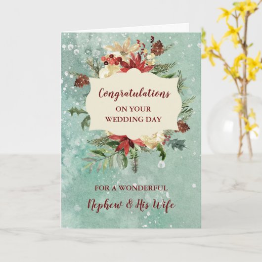 甥と彼の妻の結婚式の日おめでとう カード (黄色い花)