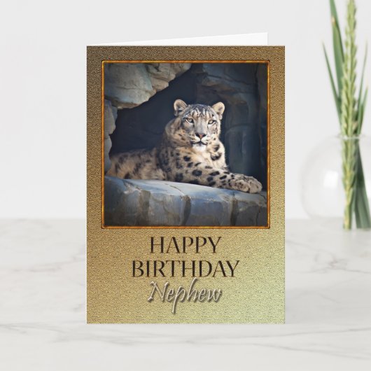 甥にとってユキヒョウ誕生日 カード (正面)