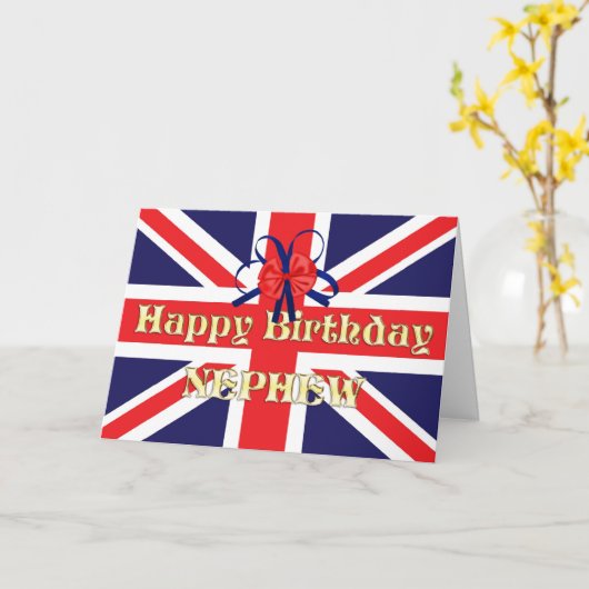 甥のためにユニオン・ジャックと誕生日・カード カード (黄色い花)