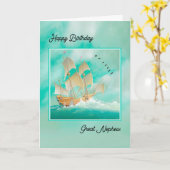 甥のために公海に浮かぶ美しい素晴らし船 カード (黄色い花)