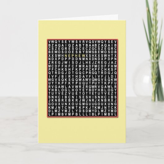 甥のために,ワードサーチ誕生日カード カード (正面)