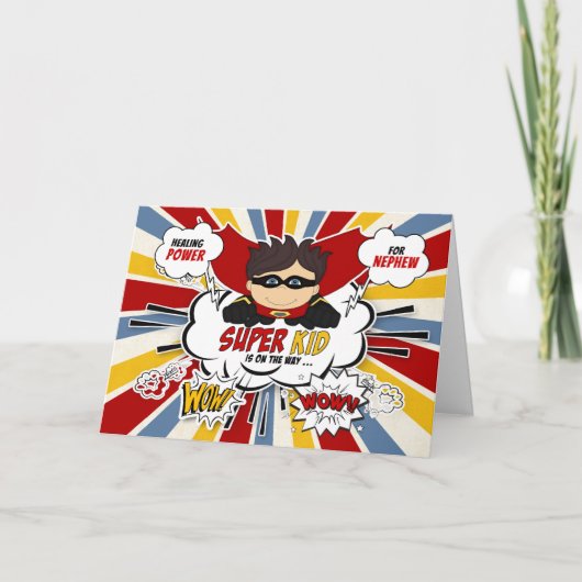 甥のためにGet Well Boy Superhero漫画書 カード (正面)