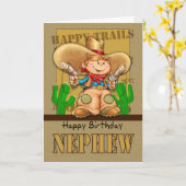 甥のカウボーイ誕生日カード – ルーティントータンバット カード (黄色い花)