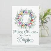 甥のカラフルクリスマスリース シーズンカード (スタンド正面)