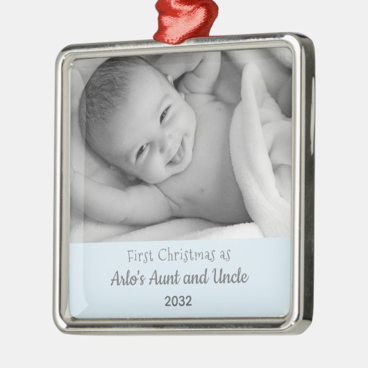 甥のスクエアからクリスマスおばさん1st写真 メタルオーナメント (左)