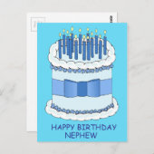 甥のハッピーバースデーケーキとキャンドル ポストカード (正面/裏面)