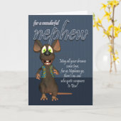 甥のバースデー・カード-ファンキーなマウスが付いている… カード (黄色い花)