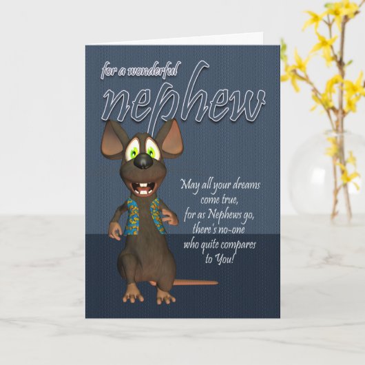 甥のバースデー・カード-ファンキーなマウスが付いている… カード (黄色い花)